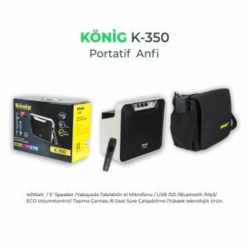 König K-350 Şarjlı El Mikrofonlu Taşınabilir Portatif Anfi