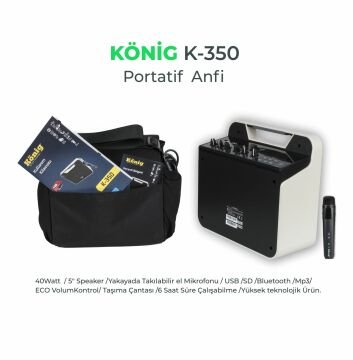 König K-350 Şarjlı El Mikrofonlu Taşınabilir Portatif Anfi