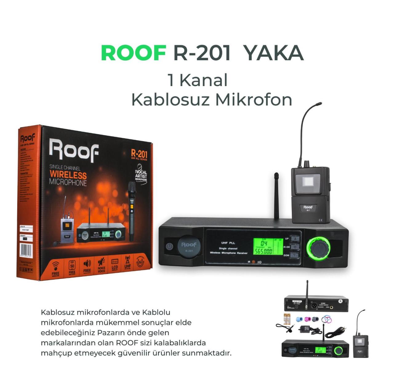 Roof R-201 Uhf Yaka Telsiz Mikrofon