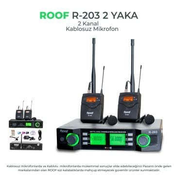 Roof R-203 2 Yaka Uhf Kablosuz Telsiz Mikrofon