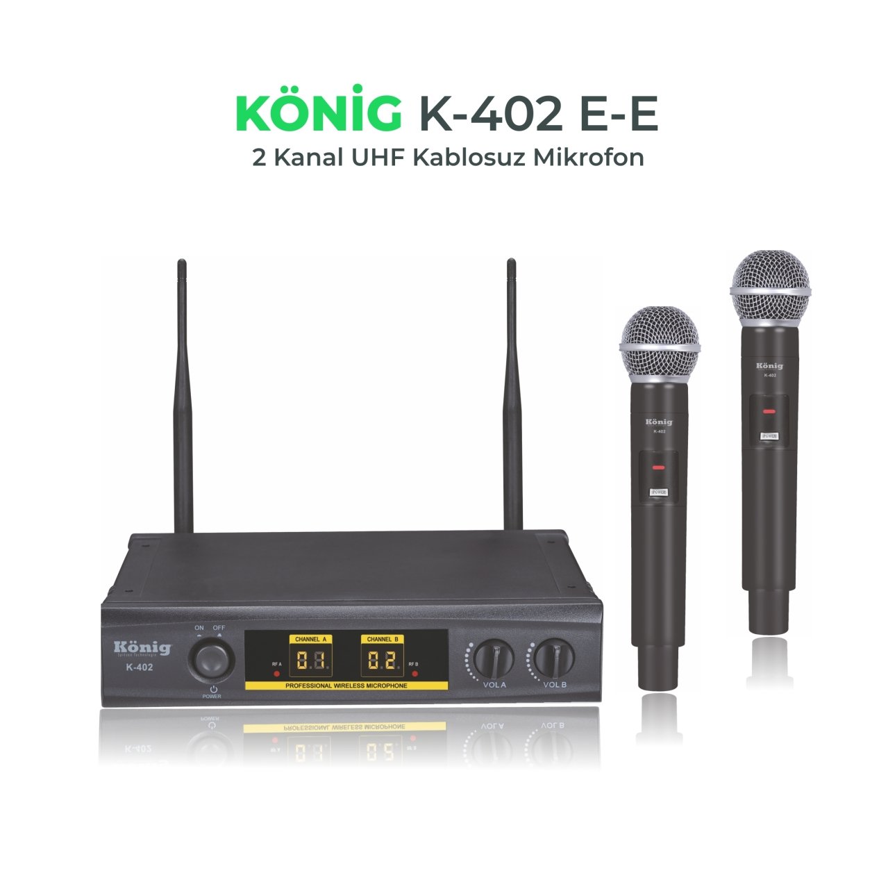 KÖNİG K-402 EE İKİ EL TELSİZ MİKROFONU