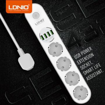 LDNIO 4 Priz 4 Usb Çıkış Anti-Statik Elektrik Prizi Şarj Aletİ