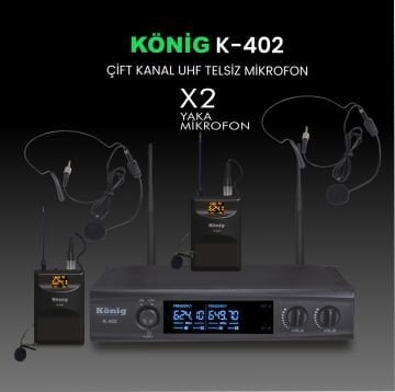 KÖNİG K-402 YY  İKİ YAKA TELSİZ MİKROFONU