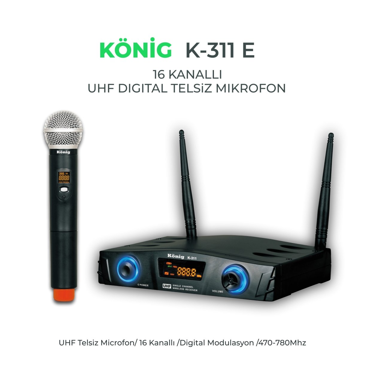 KÖNİG K-311E 1 EL TELSİZ MİKROFONU
