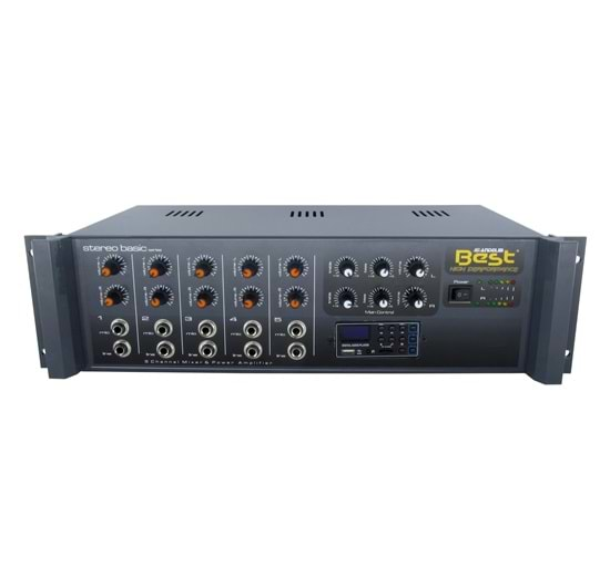 BEST BASİC AN2250UT2 USB 5 Kanal 2x250 Watt 2 KANAL TRAFOLU Stereo Anfi Mixer