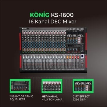 KS–1600 DEC MIXER 16 KANAL ÇİFT EFFECT DEC MIXER