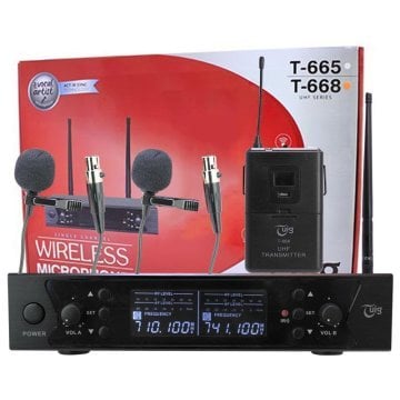 Tuig T-668 Uhf Band 2 Kanal Çift Yaka Kablosuz Mikrofon Seti