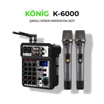 KÖNİG K-6000 SARJLI MİKROFONLU POWER MİXER 2*100 WATT