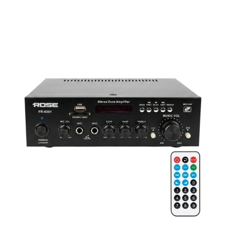 Rose FR-9301 - 2X80 Watt 2 Zone Mono Mixer Amfi