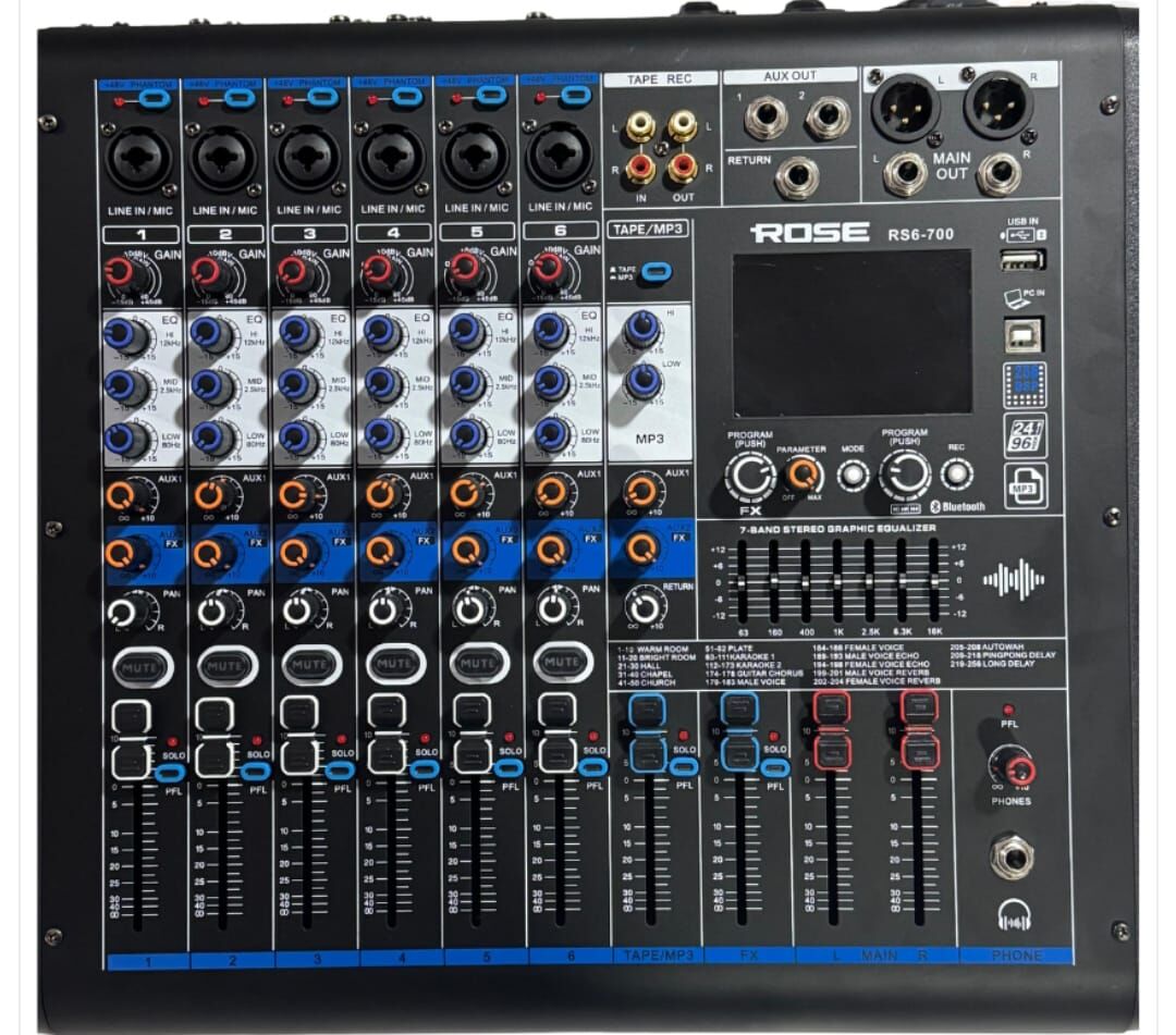 ROSE RS6-700 6 KANAL POWER MIXER 2 X 400W MAX