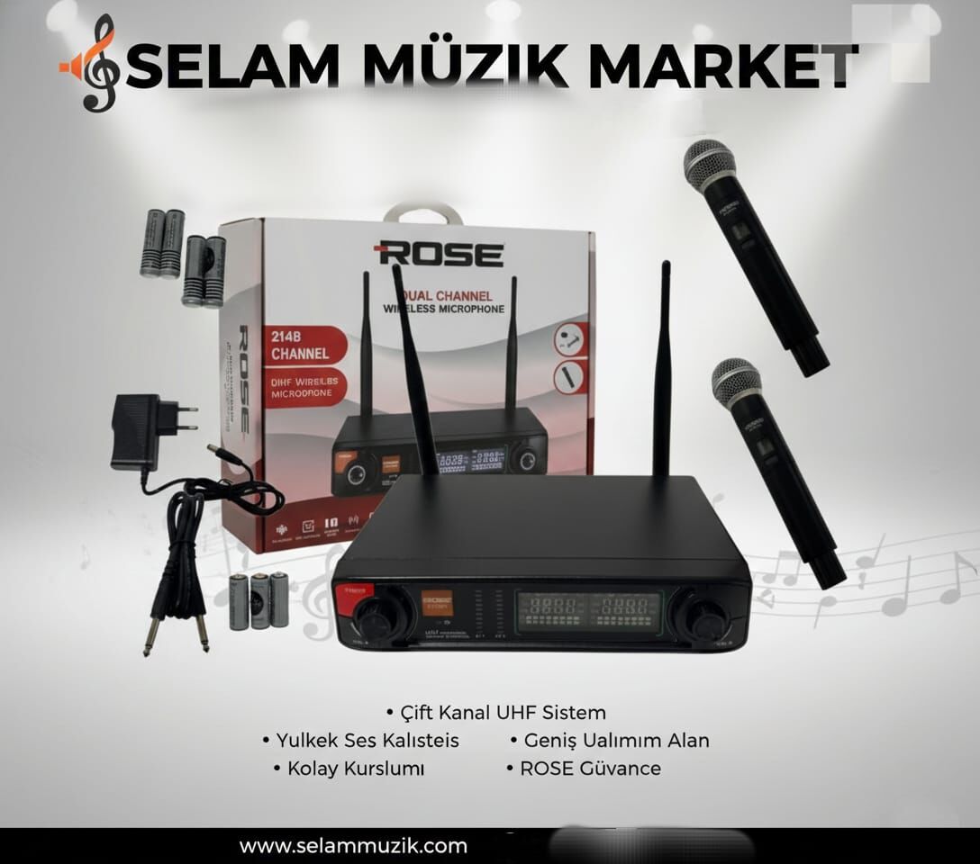 ROSE R-702-EE 2 EL TELSİZ MİKROFON
