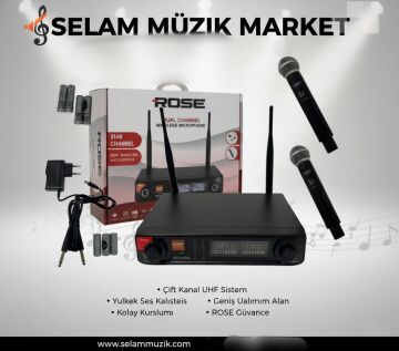 ROSE R-702-EE 2 EL TELSİZ MİKROFON