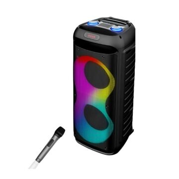 ROSE SP-414 RGB LED TAŞINABİLİR PARTY BOX 1 ADET MİKROFON USB MİCRO SD AUX BLUETOOTH HOPARLÖR
