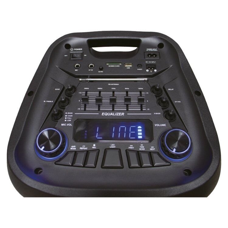 Rose HP-2400 Partybox Kablosuz Çift El Mikrofonlu Sarjlı Bluetooth Dual 10” Hoparlör