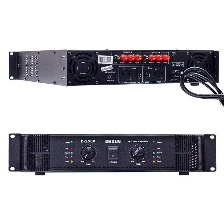 Dexun D-2500 2 Kanal 70V/100V 8 Ohm 2x350W Power Amfi
