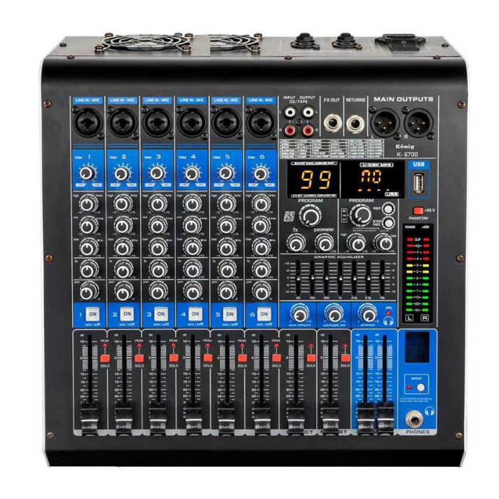 KÖNİG KZ-1700 14 KANAL POWER MİXER 2*1700W