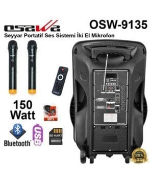 Osawa Osw-9135 2 El Mikrofonlu Taşınabilir Portatif Seyyar Anfi