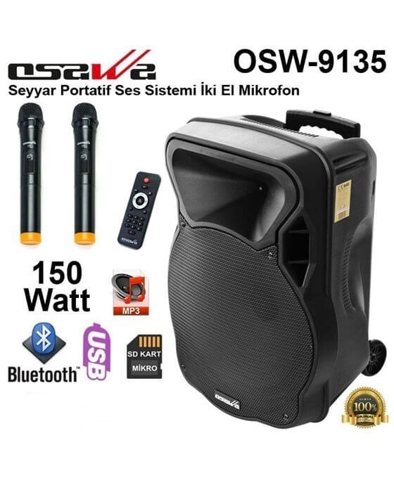 Osawa Osw-9135 2 El Mikrofonlu Taşınabilir Portatif Seyyar Anfi