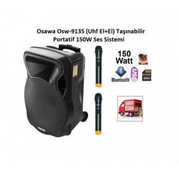 Osawa Osw-9135 2 El Mikrofonlu Taşınabilir Portatif Seyyar Anfi